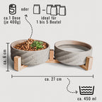 Ceramic double -food bowl with bamboo tap i 2er