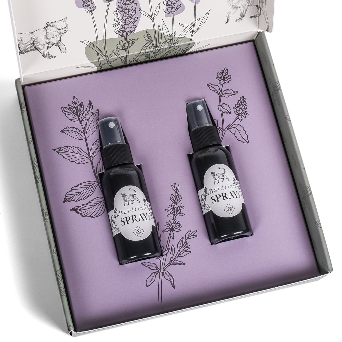 Juego de regalo de bienestar para gatos – Hierba gatera, spray de valeriana y palitos de matatabi