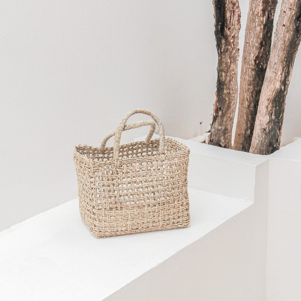 Bolso de mano de yute trenzado – Bolso de compras y playa (2 tamaños)