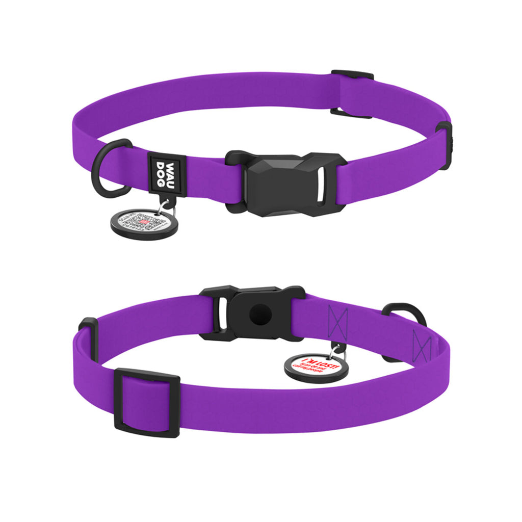 WAUDOG Magnet Dog Collar with QR Passport - Purple