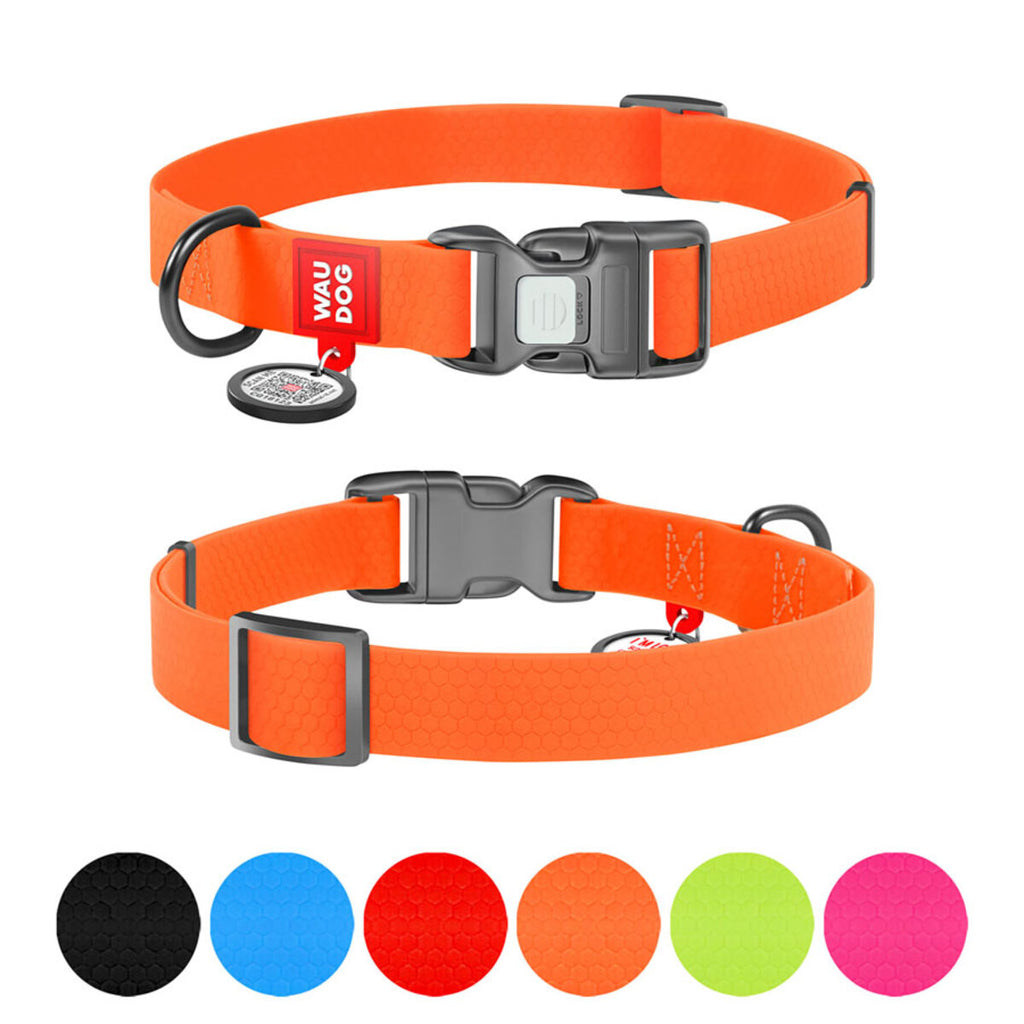 WAUDOG Waterproof Dog Collar with QR Passport - Orange