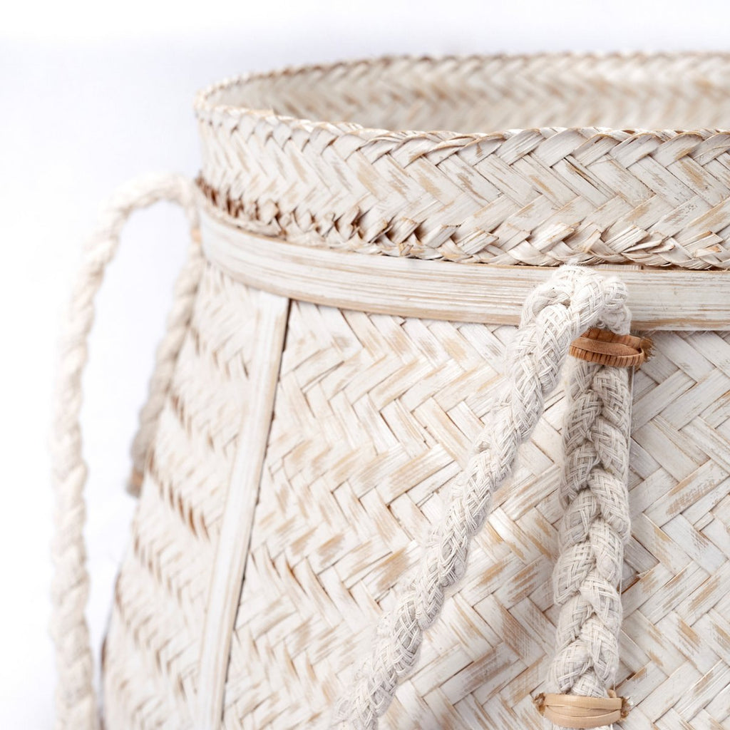 Korb BIKU – Boho Aufbewahrungskorb aus Bambus . Pflanzenkorb . Wäschekorb