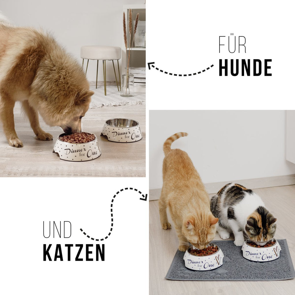 Futternapf 2er Set für große Hunde- Dinner for one Design
