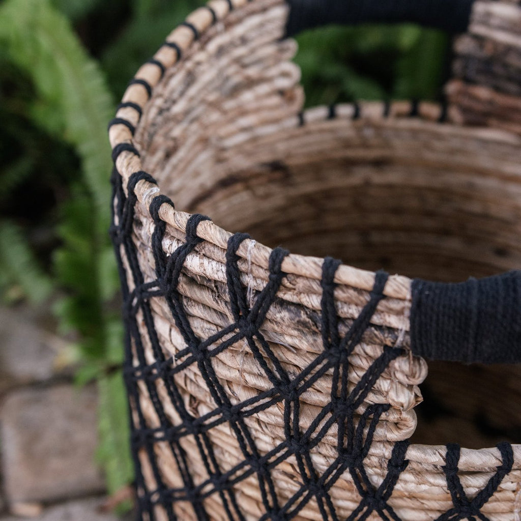 Cesta de almacenamiento de fibra de plátano negra – Cesta para ropa sucia y plantas (3 tamaños)
