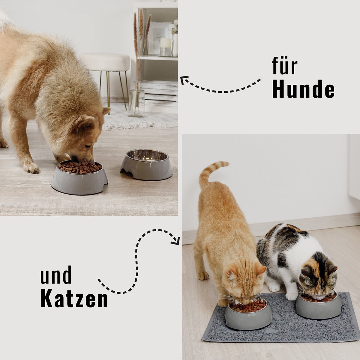 Double Bowl Set – Grey.For Dogs & Cats