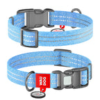 WAUDOG Re-cotton Reflective Dog Collar with QR Passport - Blue