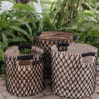 Cesta de almacenamiento de fibra de plátano negra – Cesta para ropa sucia y plantas (3 tamaños)