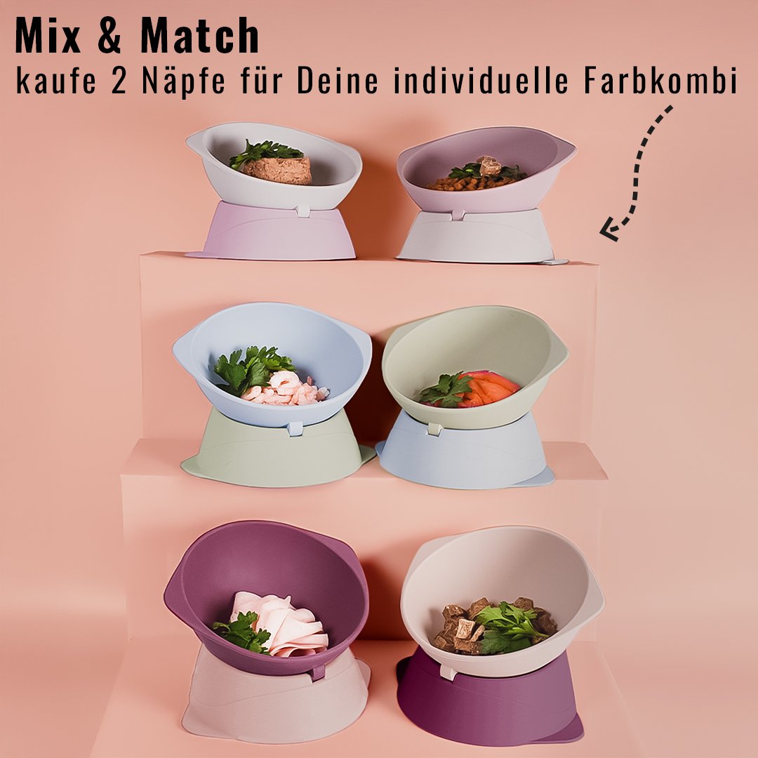 Erhöhter Silikon Katzennapf + mit verstellbarer Neigung