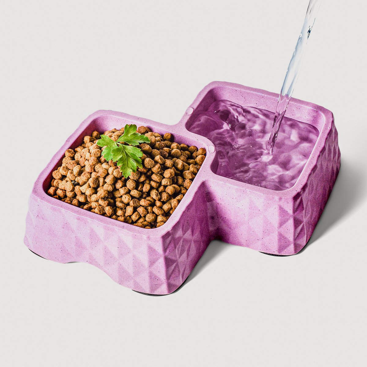 Bamboo Double Bowl for Cats & Small Dogs