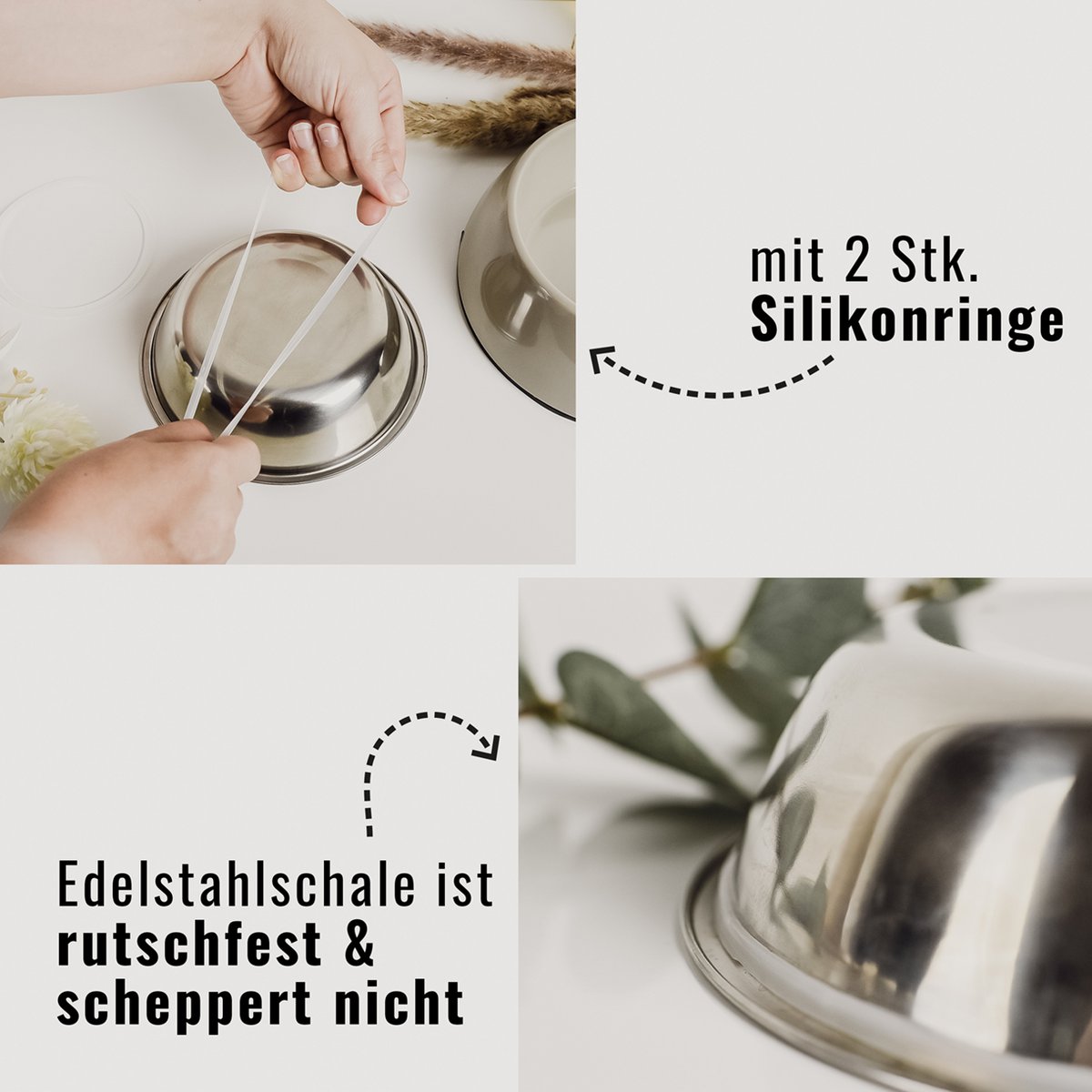 Pet Bowl Set – 2 Pieces (S/M/L) Taupe