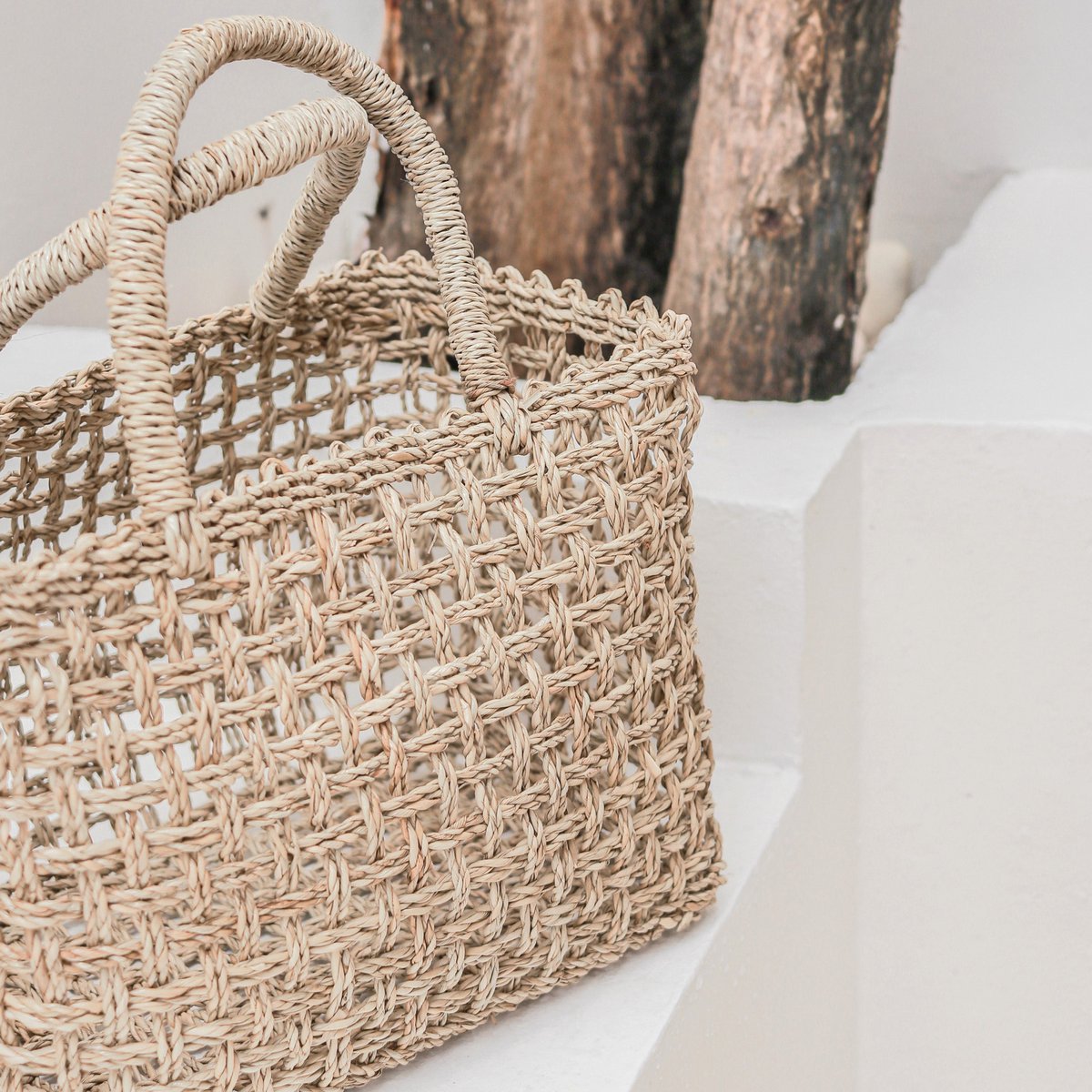 Bolso de mano de yute trenzado – Bolso de compras y playa (2 tamaños)