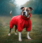 WAUDOG Clothes waterproof dog raincoat,red
