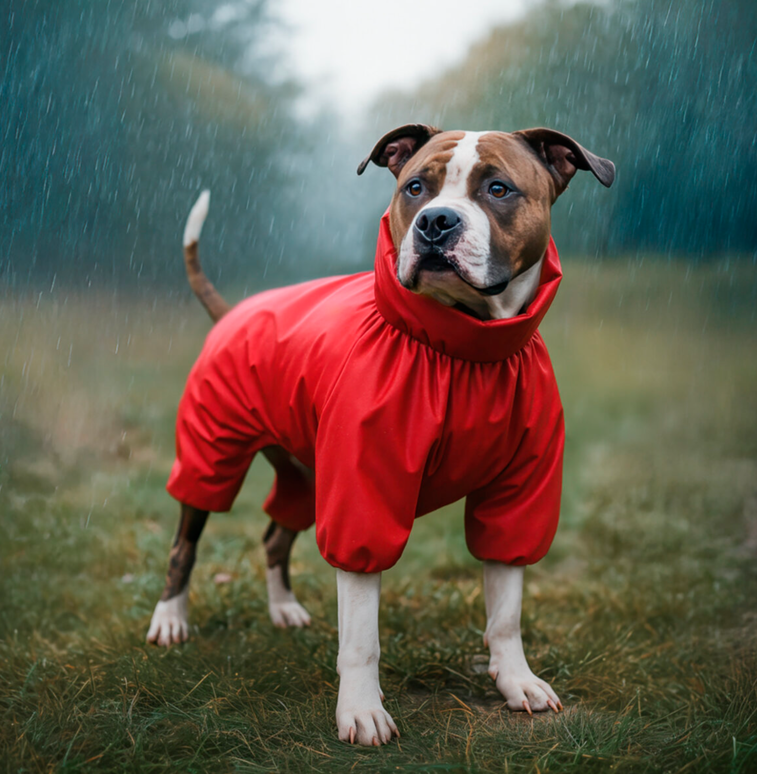WAUDOG Clothes waterproof dog raincoat,red
