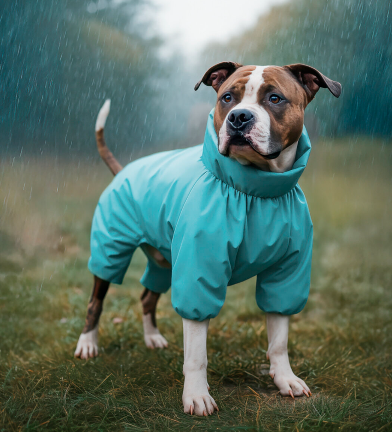 WAUDOG Clothes waterproof dog raincoat,  blue
