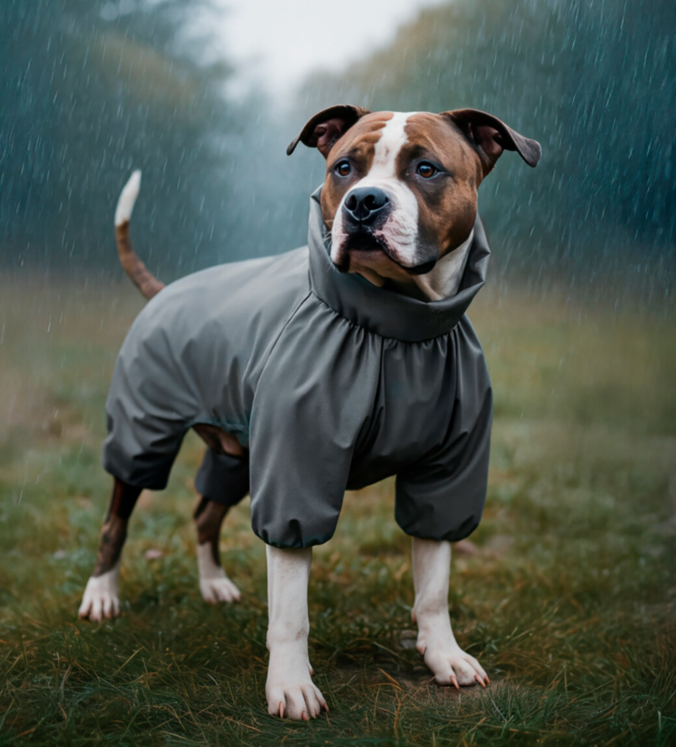 WAUDOG Clothes waterproof dog raincoat,  grey