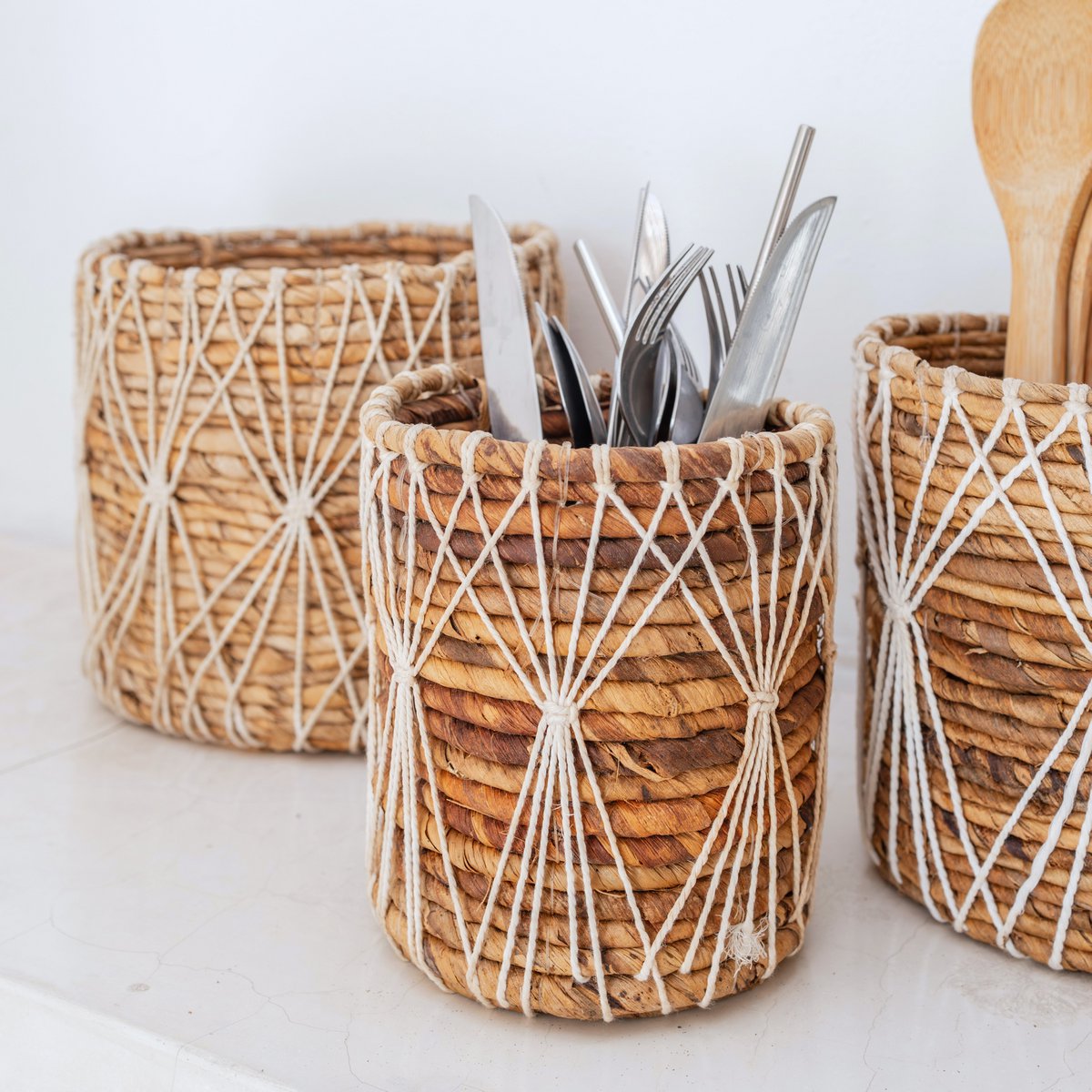 Cesta de almacenamiento de fibra de plátano – Cesta para plantas (3 tamaños)