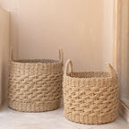 Cesta Grande de Almacenamiento de Fibra Natural Tejida – Cesto Redondo de Lavandería y Decorativo (2 Tamaños)