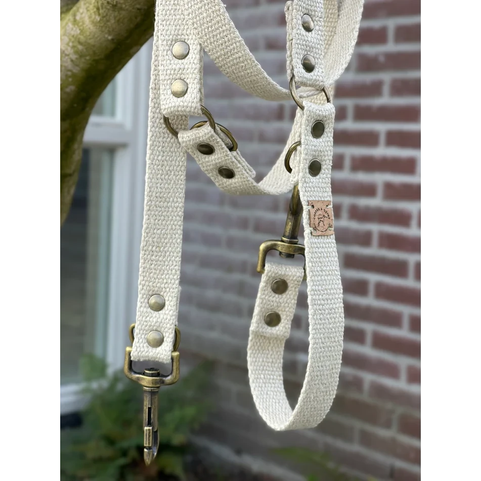 Hundeleine – Verstellbar aus Hanf (Naturweiß)