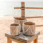 Kleiner Boho-Korb aus Seegras – Runder Pflanzen- und Blumenkorb
