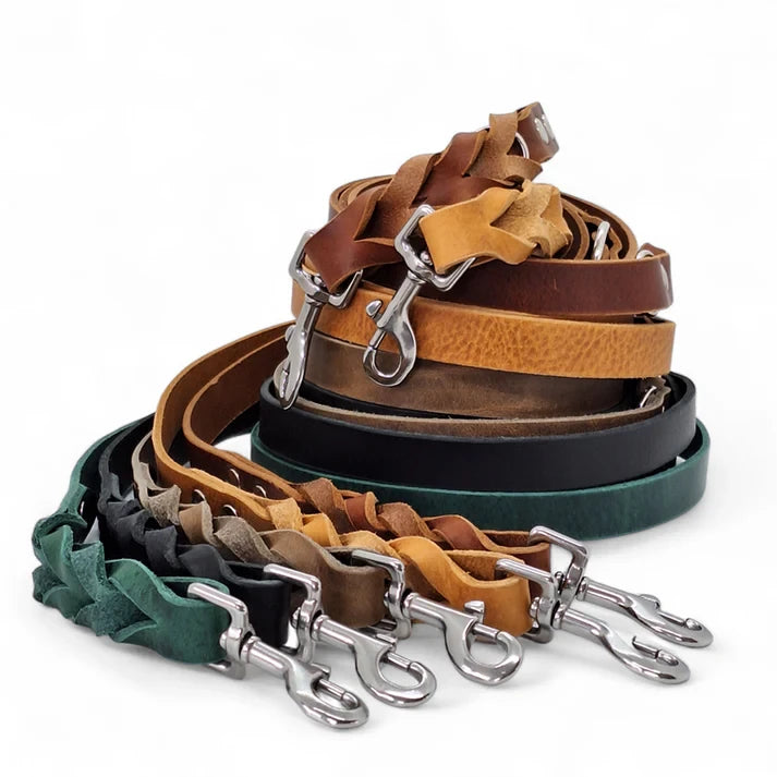 Verstellbares verdrehtes Hundehalsband aus Leder – Braun