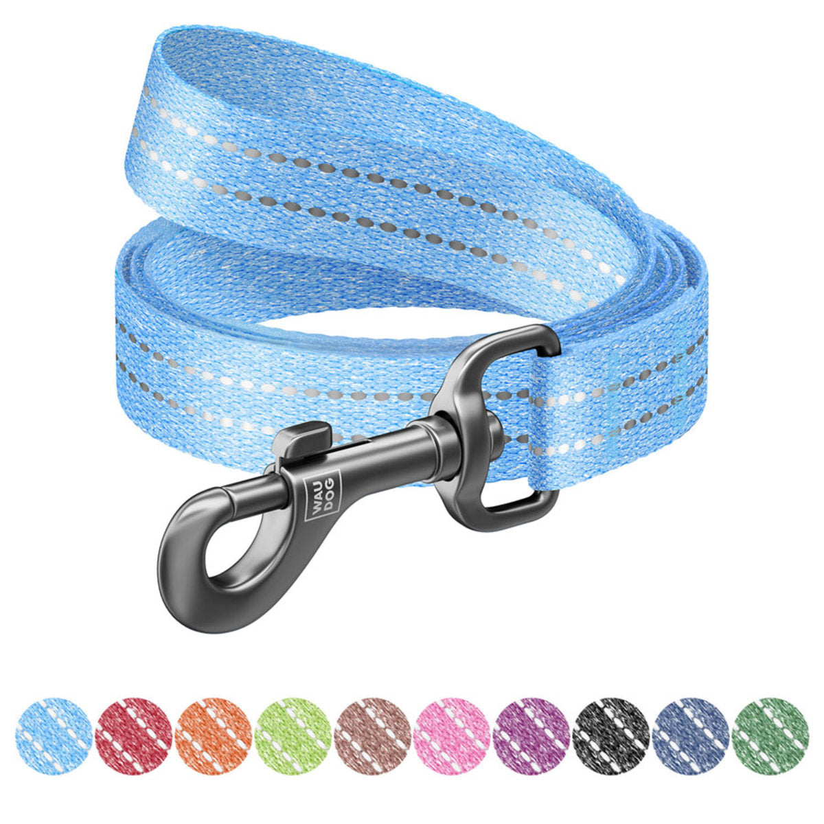 WAUDOG Re-cotton Reflective Dog Leash - Blue