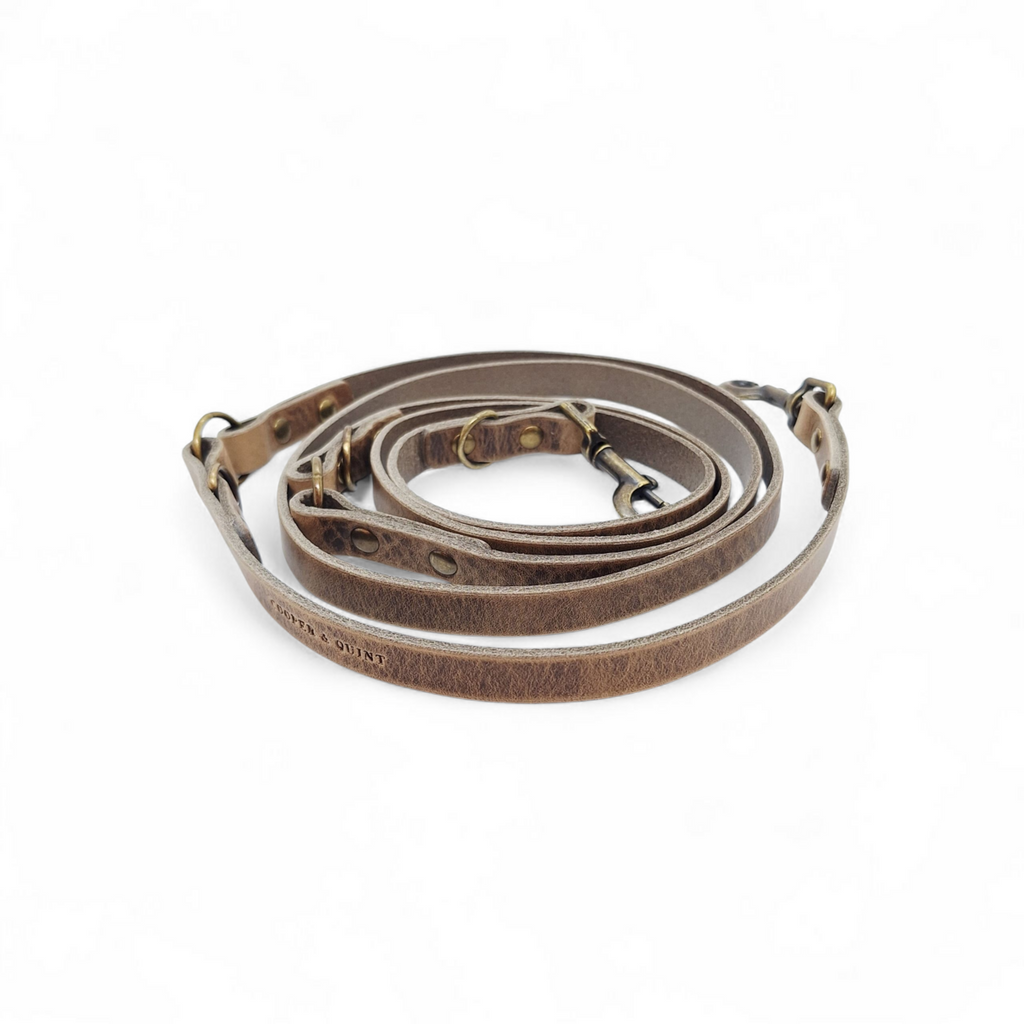 Verstellbare Hundeleine aus Leder – Stone