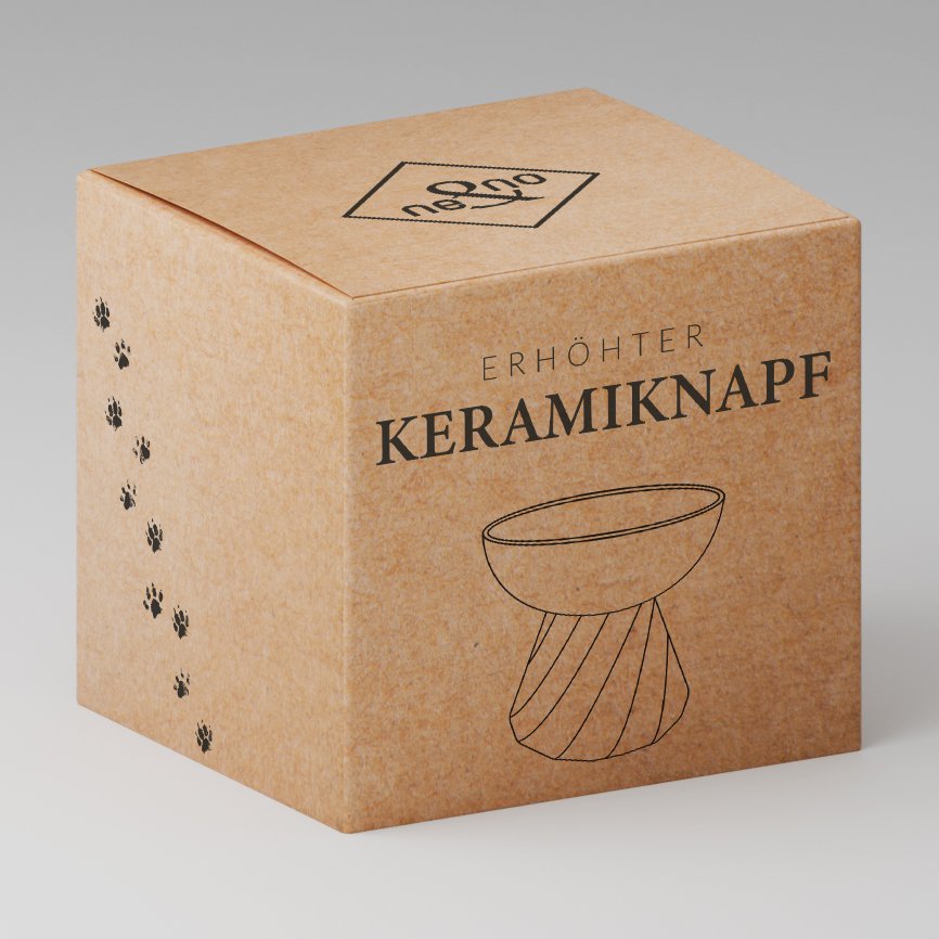 Increased ceramic food bowl for cats in stone optics