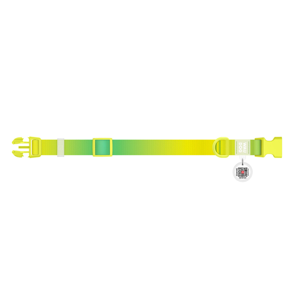 WAUDOG Nylon Dog Collar with QR Passport - Gradient - Light green