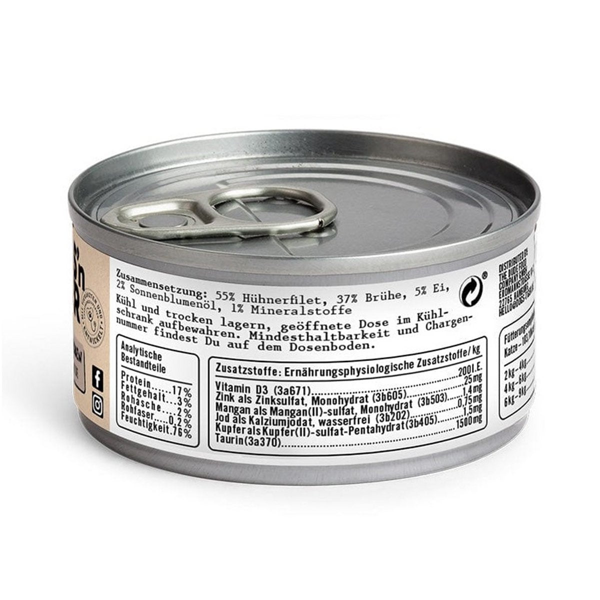 Dogs’n Tiger Adult Premium Katzenfutter, Nassfutter, Getreidefrei, Ei der Daus!, Huhn & Ei