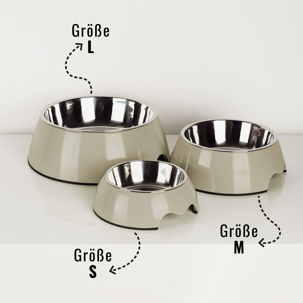 Futternapf-Set – 2-teilig (S/M/L) Taupe