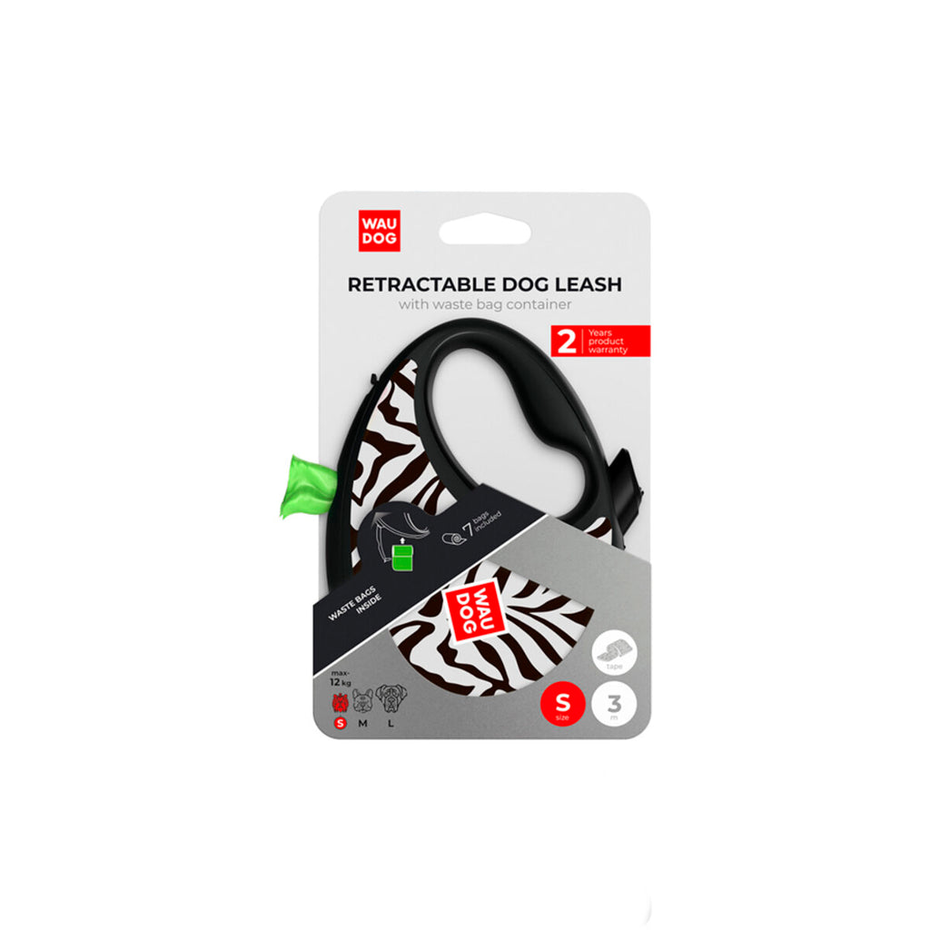 WAUDOG R-Leash Retractable Dog Leash - Zebra
