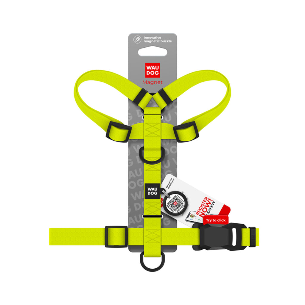 WAUDOG Magnet Dog H-Harness with QR Passport - Lemon