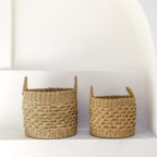 Cesta Grande de Almacenamiento de Fibra Natural Tejida – Cesto Redondo de Lavandería y Decorativo (2 Tamaños)