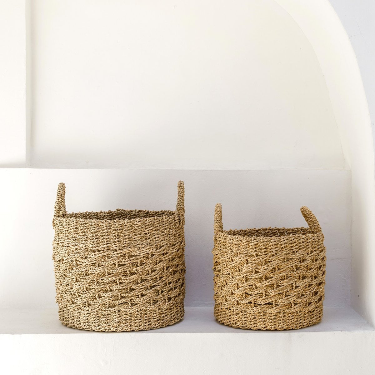 Cesta Grande de Almacenamiento de Fibra Natural Tejida – Cesto Redondo de Lavandería y Decorativo (2 Tamaños)