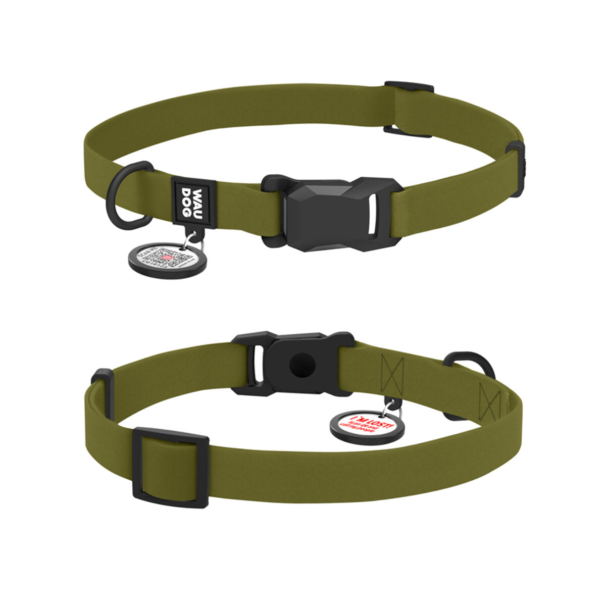 WAUDOG Magnet Dog Collar with QR Passport - Khaki