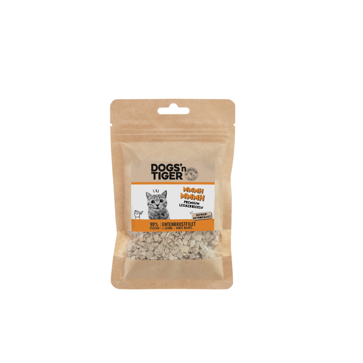 Dogs’n Tiger Adult Katzen Snacks , Leckerlies, 99% gefriergetrocknetes Entenbrustfilet