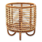 Rattan-Pflanzenständer MALANG Beige – Boho Blumenständer, Pflanzgefäß aus Natur-Rattan, Ø 31 cm