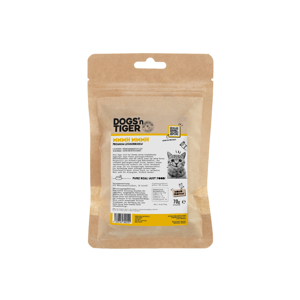 Adult Katzen Snacks, Leckerlies, 99% gefriergetrocknetes Hühnchenbrustfilet