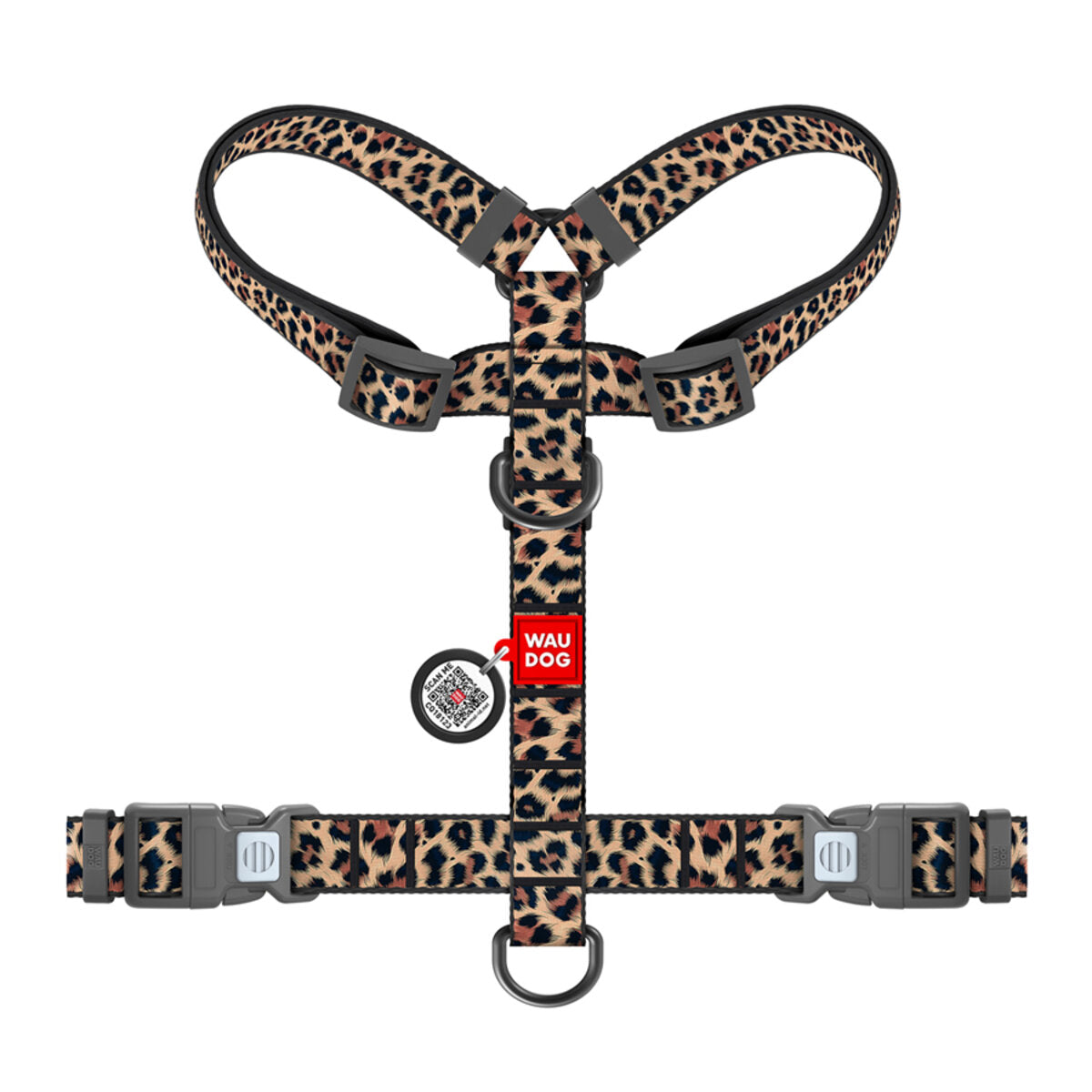 WAUDOG Nylon Dog Anatomic H-Harness with QR Passport - Leopard