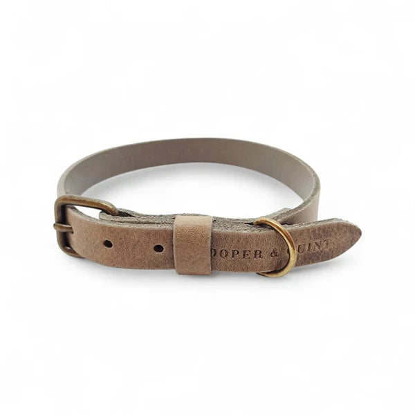 Hundehalsband aus Leder – Steinfarben