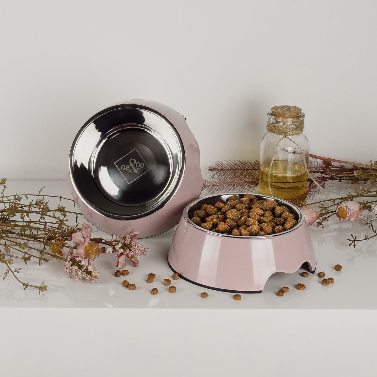 Futternapf - 2er Set - für Hunde und Katzen - Rose