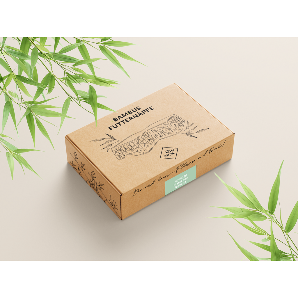 Bamboo Double Bowl for Cats & Small Dogs