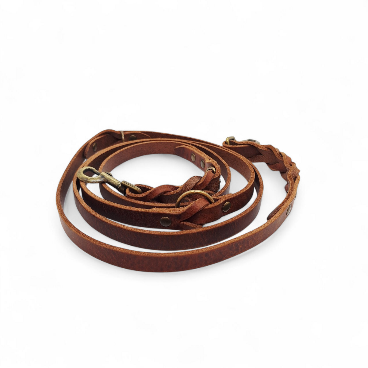 Verstellbares verdrehtes Hundehalsband aus Leder – Braun