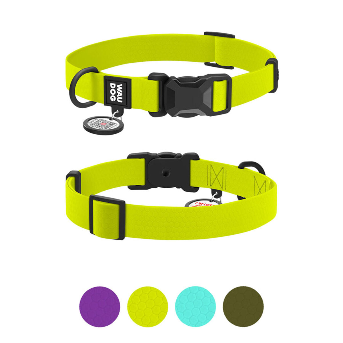 WAUDOG Magnet Dog Collar with QR Passport - Lemon