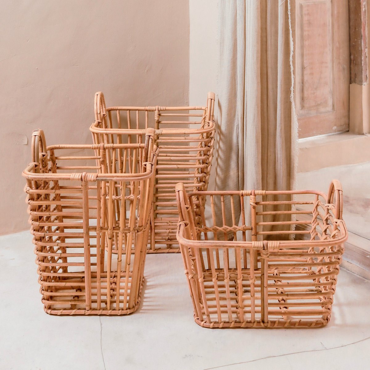 Cesta de almacenamiento de ratán – Cesta para ropa sucia y plantas (3 tamaños)