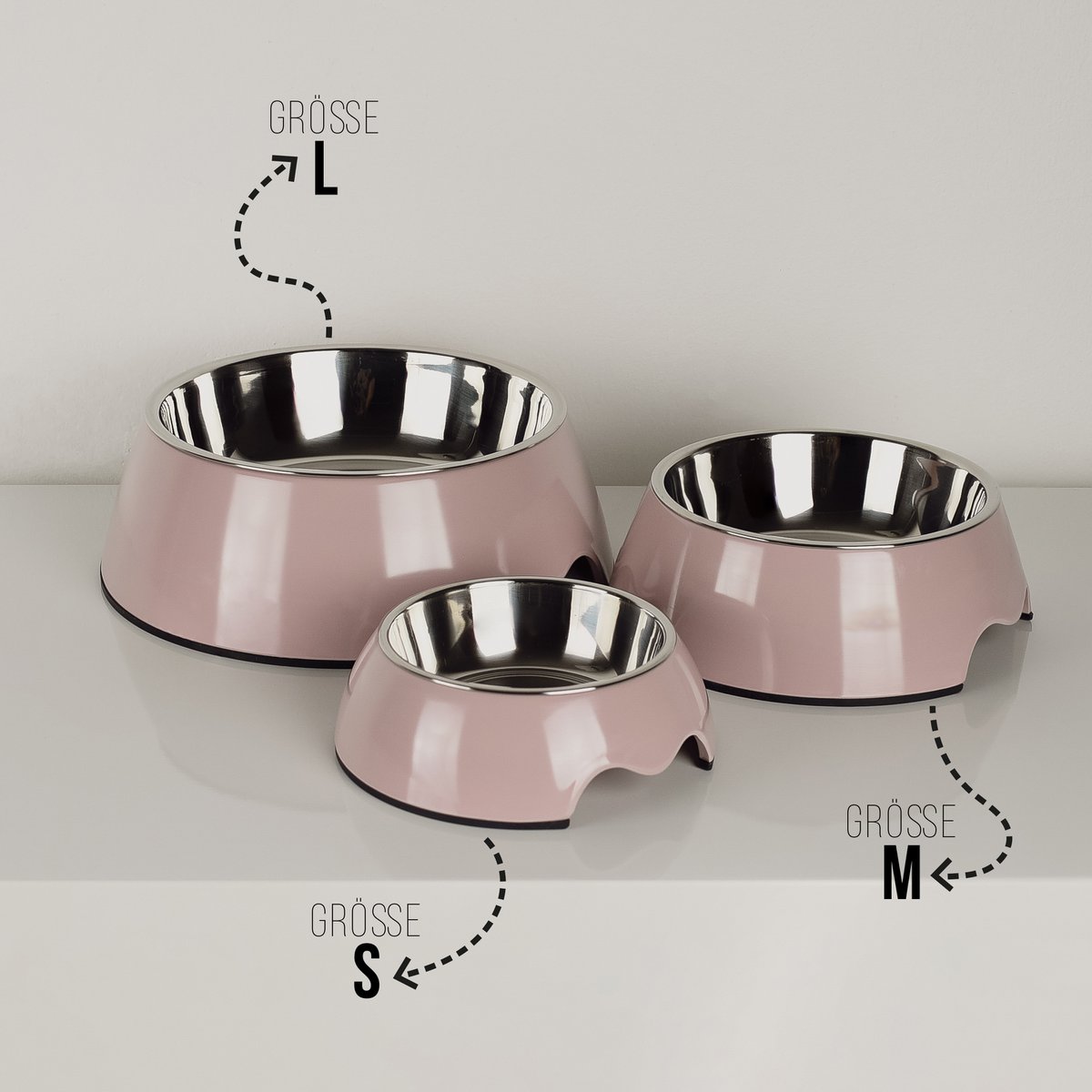 Futternapf - 2er Set - für Hunde und Katzen - Rose