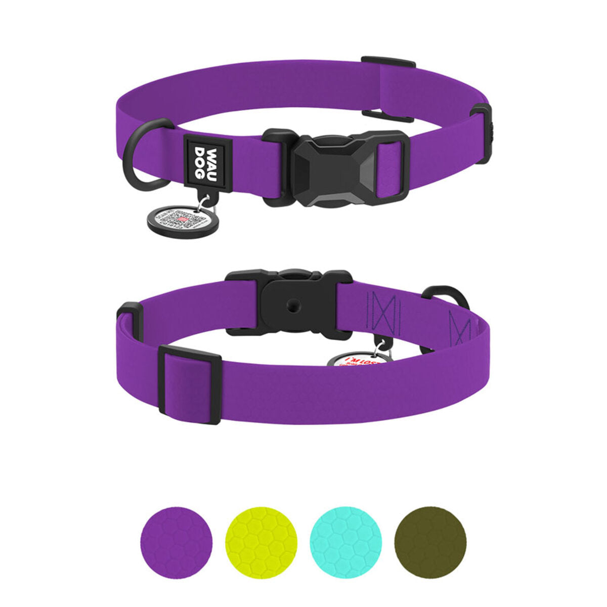 WAUDOG Magnet Dog Collar with QR Passport - Purple