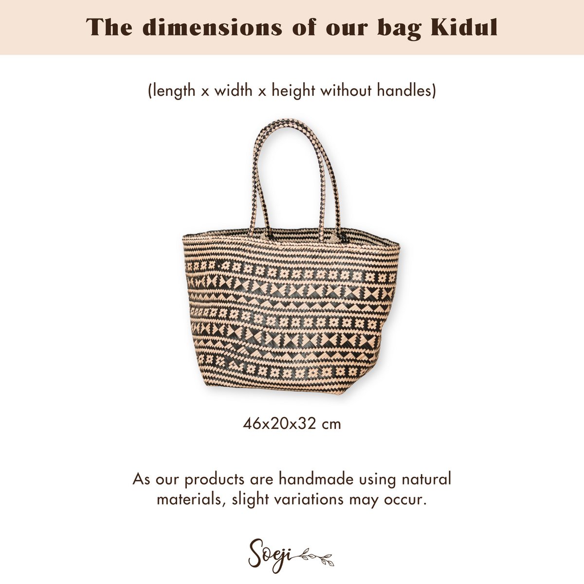 Boho Schultertasche aus Seegras KIDUL – handgewebte Strandtasche, Einkaufstasche, Natur-Sommertasche