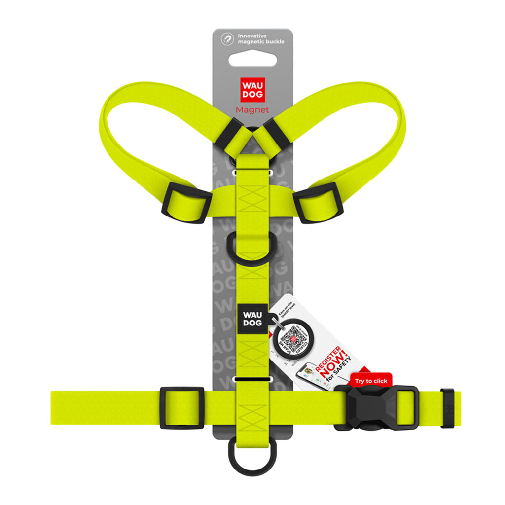 WAUDOG Magnet Dog H-Harness with QR Passport - Lemon