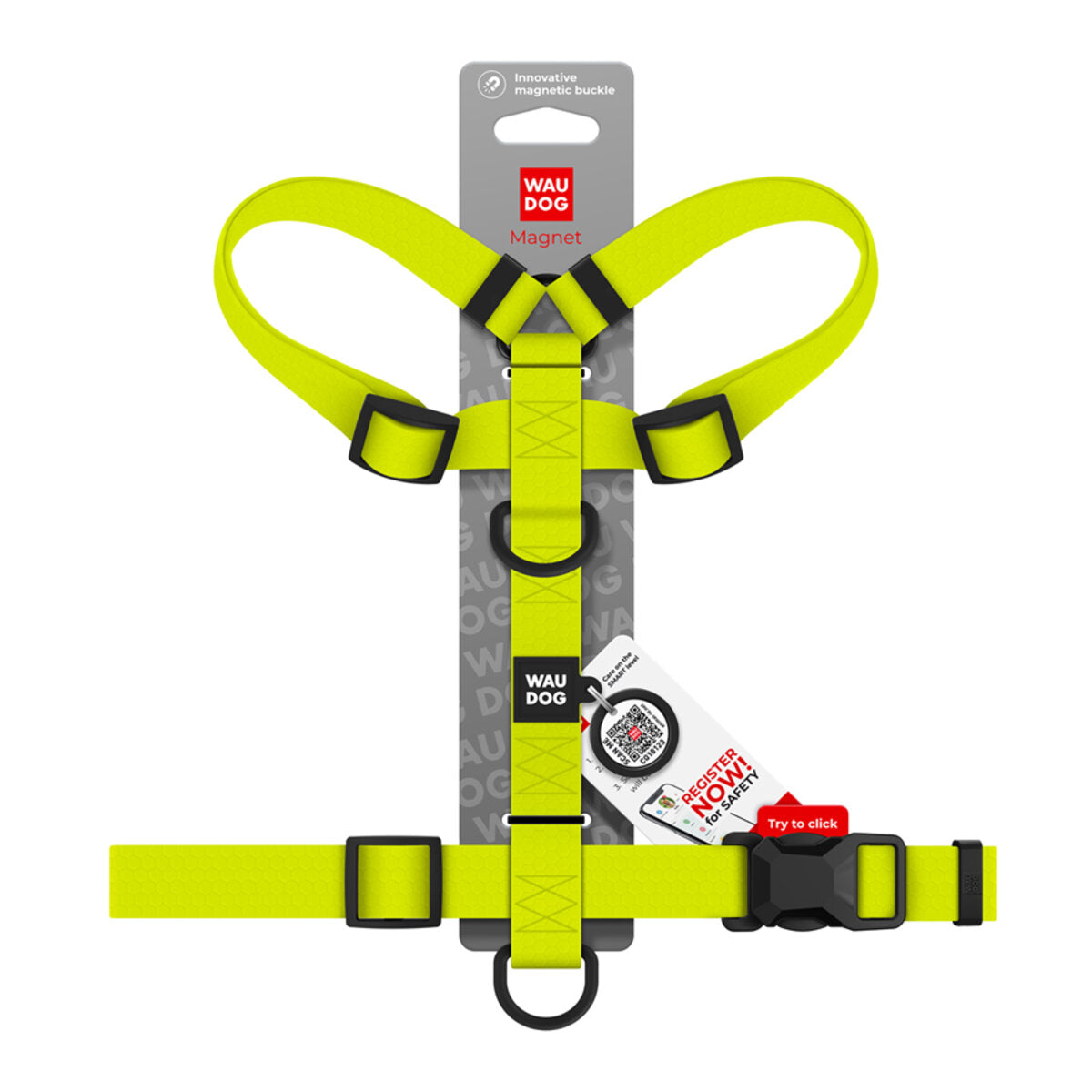 WAUDOG Magnet Dog H-Harness with QR Passport - Lemon